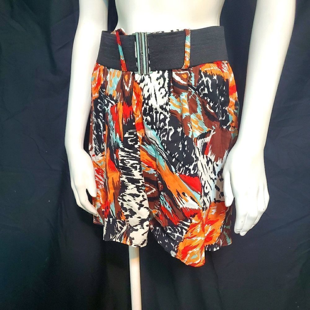 Tracy Evans Multicolored Tribal Print Skirt & Belt